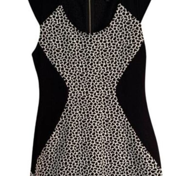 Express Womens Leopard Print Dress Size 8 Black Sleeveless Pencil Full Back Zip - Picture 5 of 9